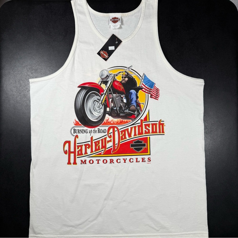 Lot of 2 - NWT Vintage Harley-Davidson Tank Top Biker Eagle USA Flag  XL - Picture 2 of 15
